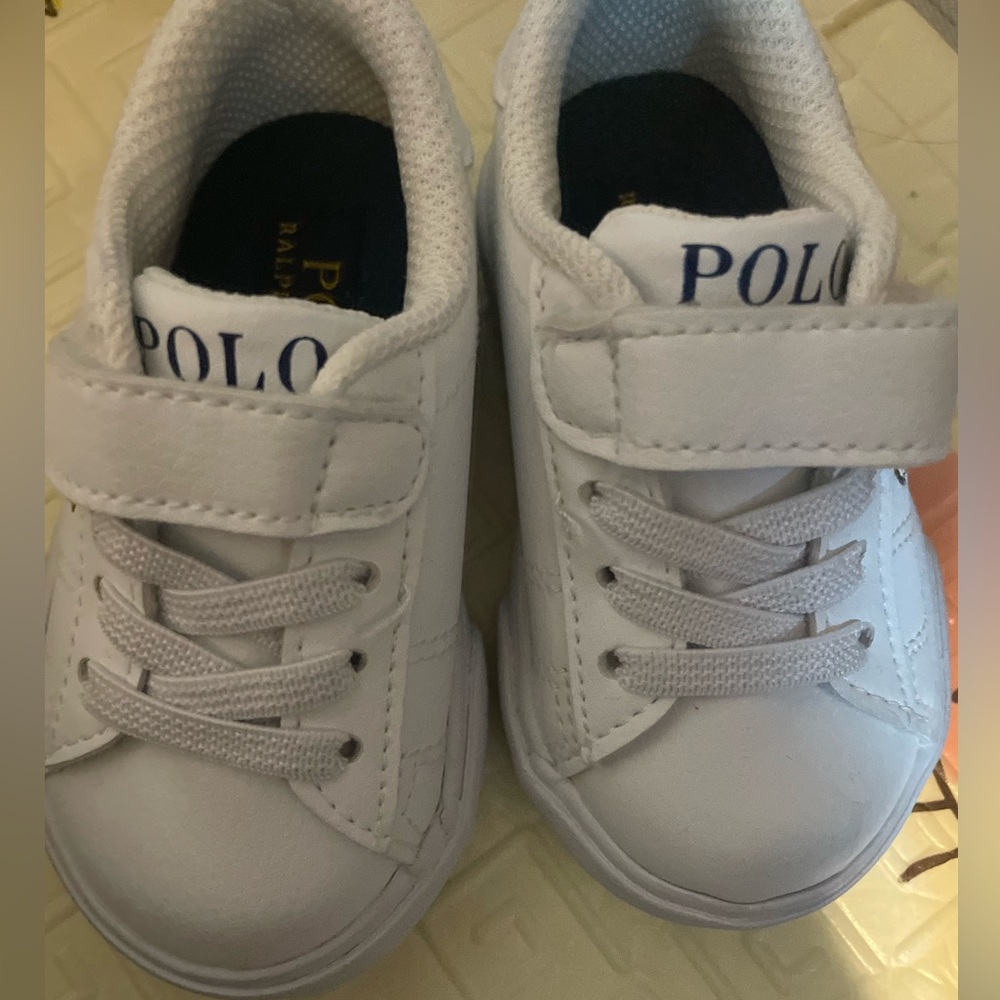 Polo by Ralph Lauren White Kids Velcro Lace Sneakers